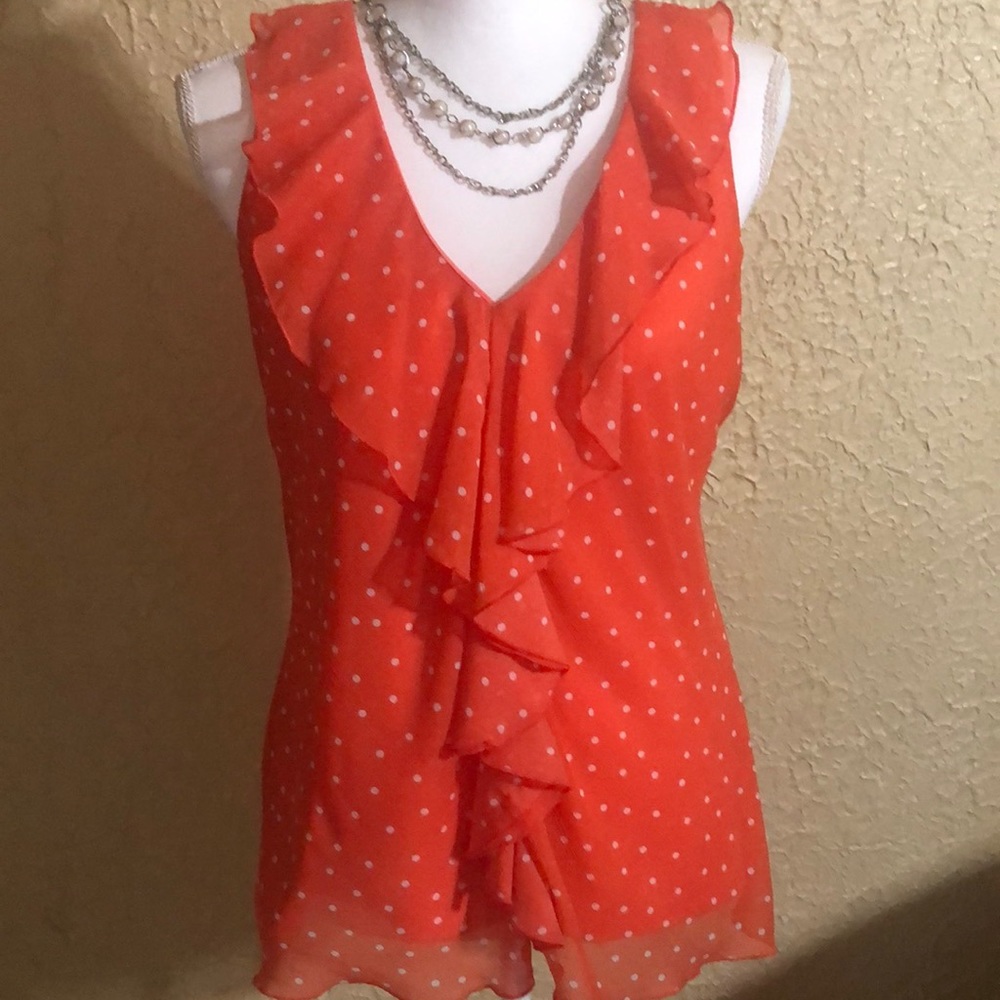 Orange sheer top from IZ Byer